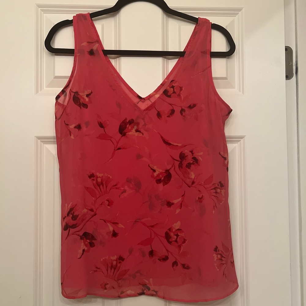 White House Black Market Pink floral top